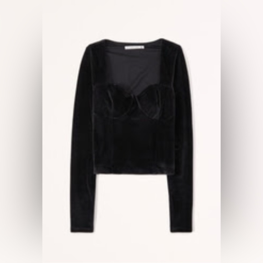 Abercrombie Long-Sleeve Velvet Corset Top